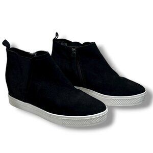 Caslon Women's 8M‎ Cnaidy Lea Black Snake Suede Leather Wedge Sneaker Booties